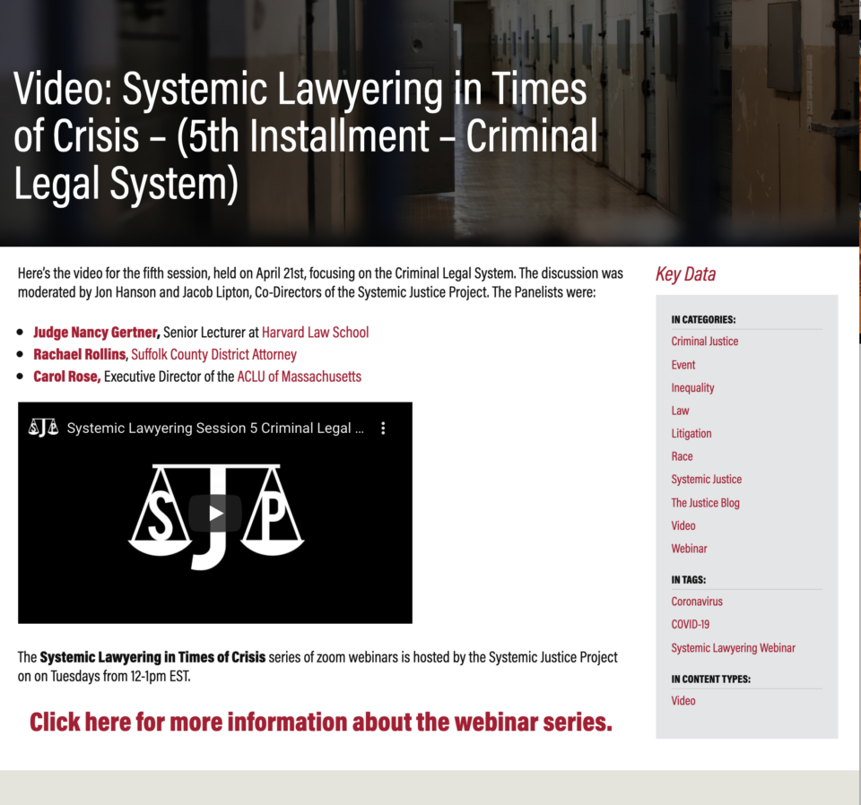 Harvard Law School Systemic Justice Project - Single Item