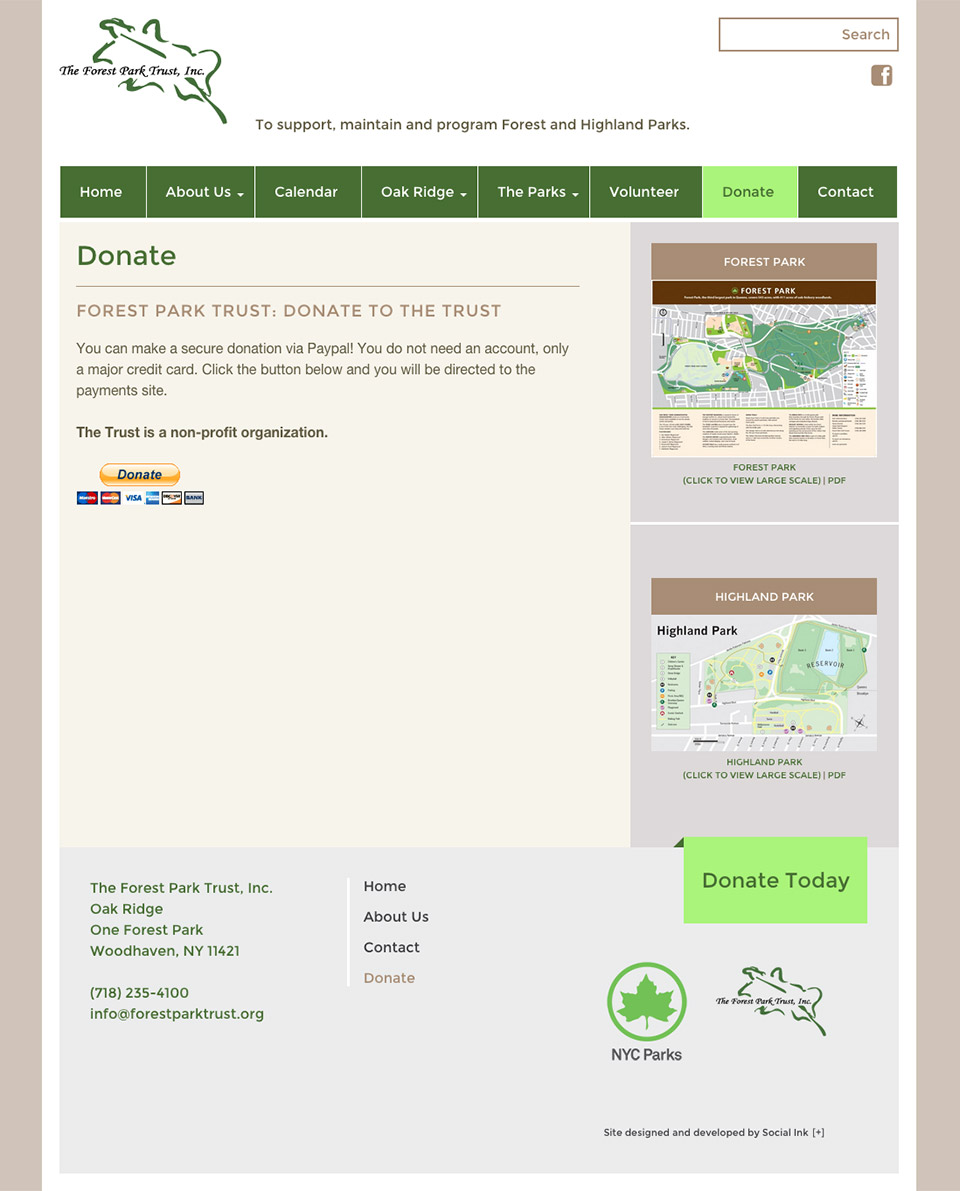 The Forest Park Trust: Donation Feature