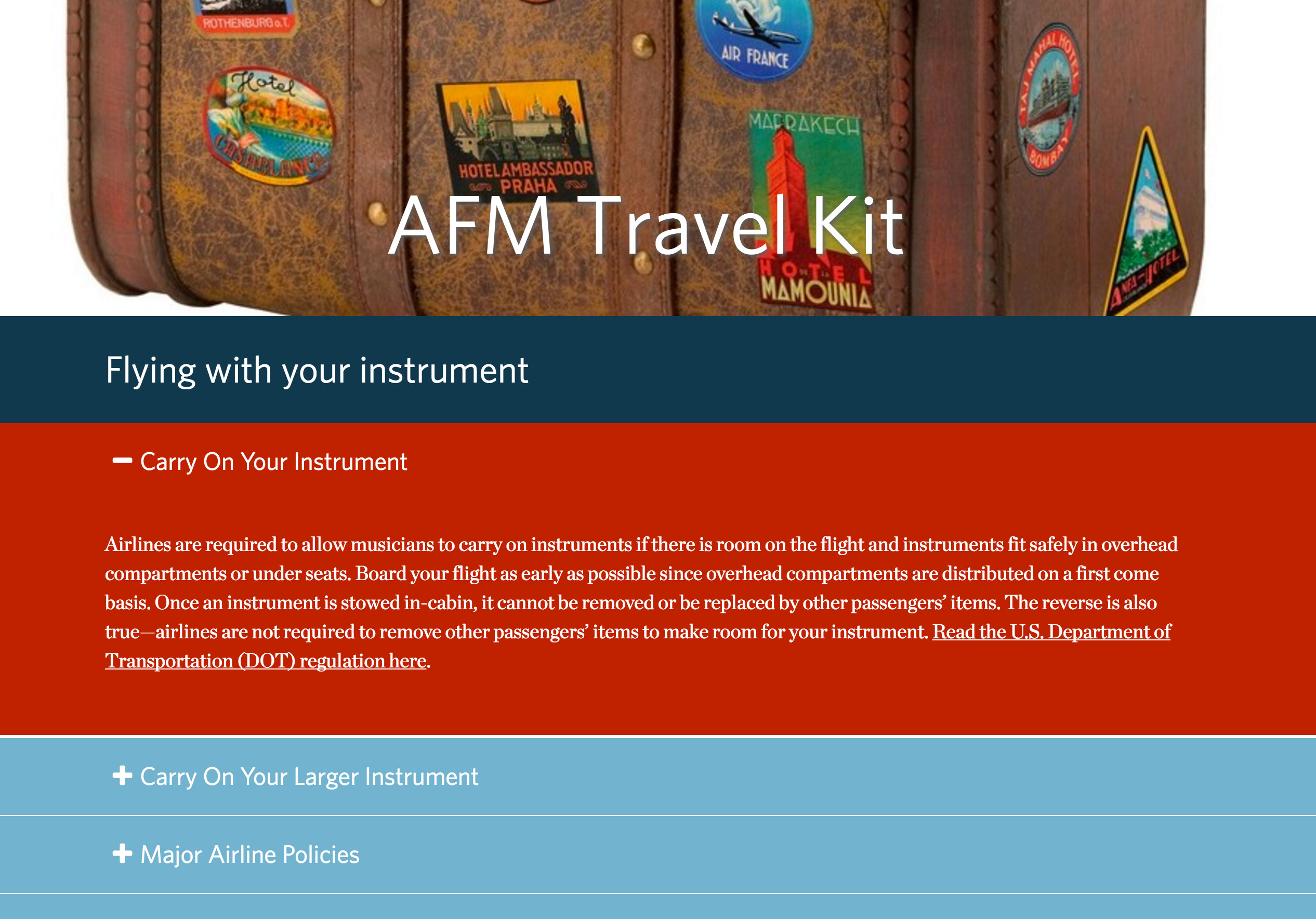 American Federation of Musicians (AFM): Travel Kit