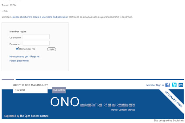 The Organization of News Ombudsmen (ONO): Organization of News Ombudsmen Member Login