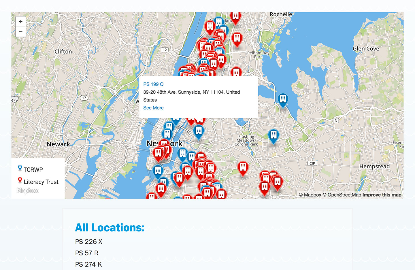 Reading Rescue: Interactive map and data visualization across categories